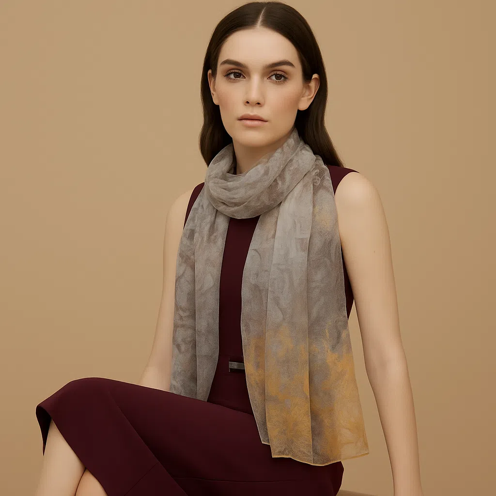 Pastel Mirage %100 Doğal Mulberry İpek Şifon Şal