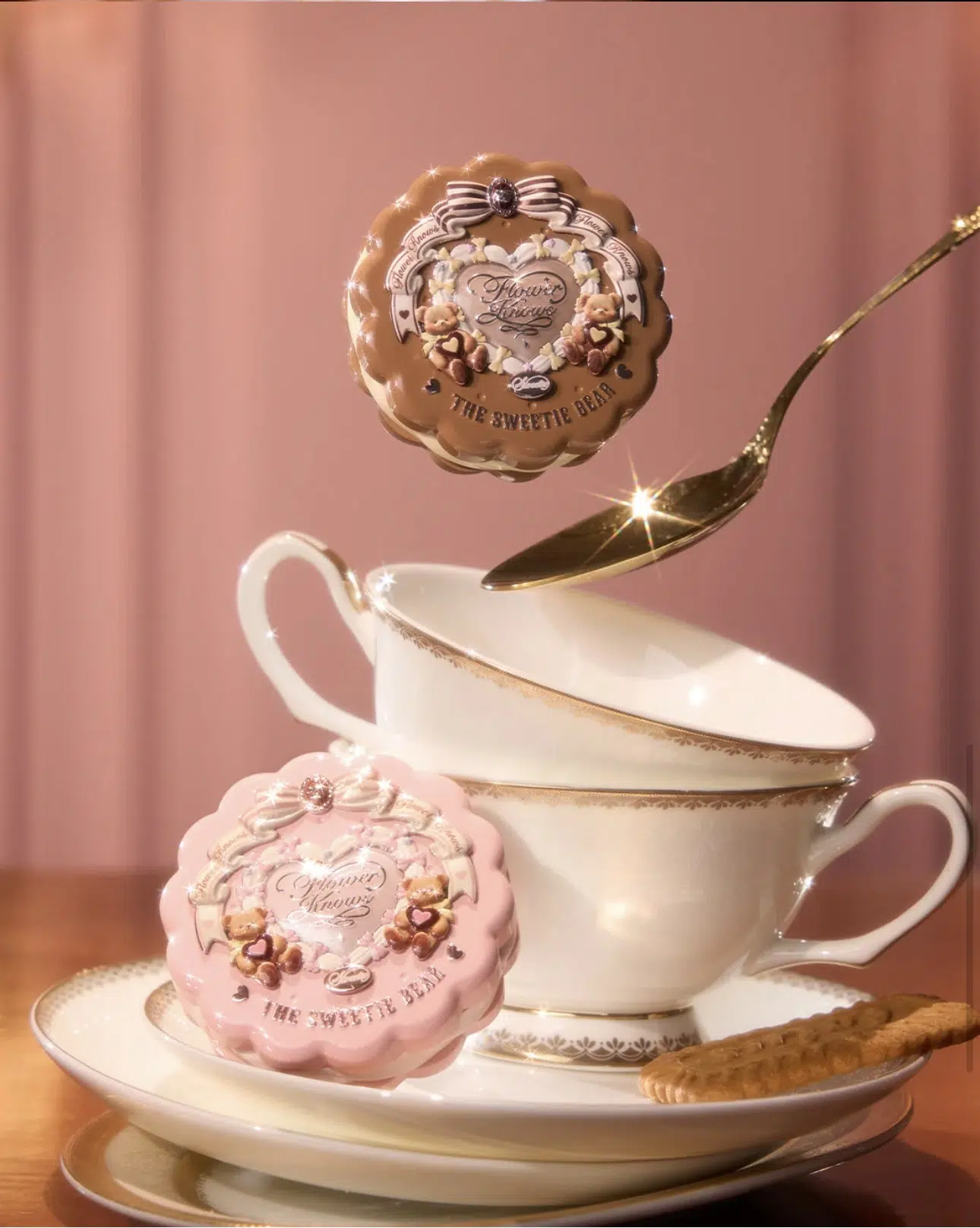 Flower Knows The Sweetie Bear Silk Satin Allık